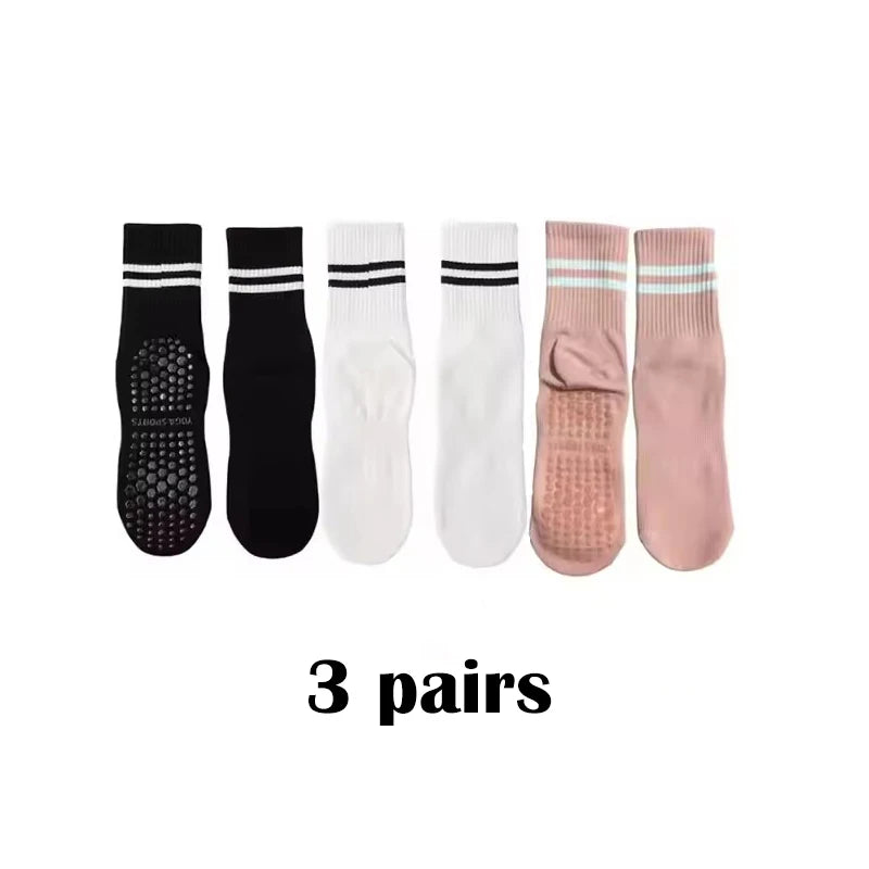 3-Pair Pilates Anti Slip Silicone Floor Socks